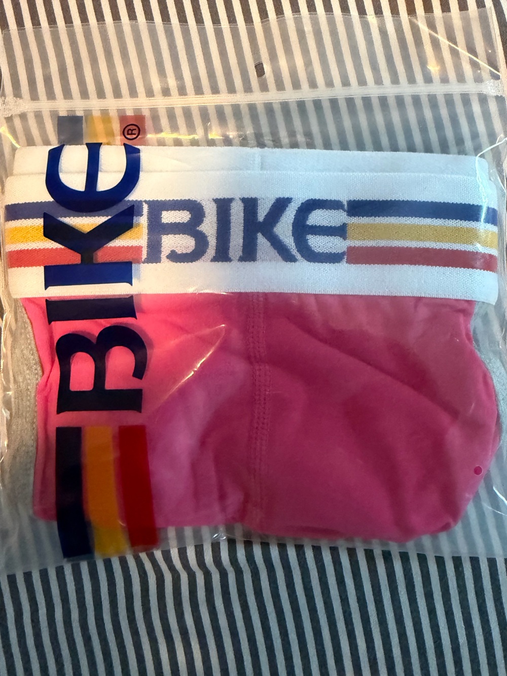 BIKE Men’s Pink Briefs with Contrast Striped Waistband